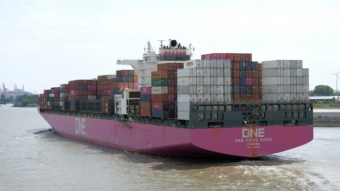 A ship carrying containers