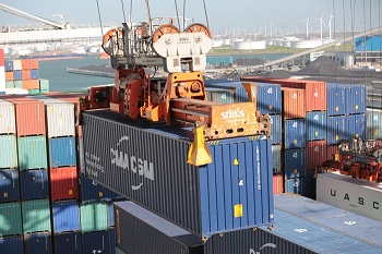 Containers being lifted